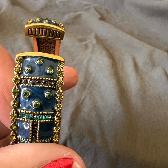 Heidi Daus Blue green rhinestone C clamper Bracelet - Picture 5 of 7